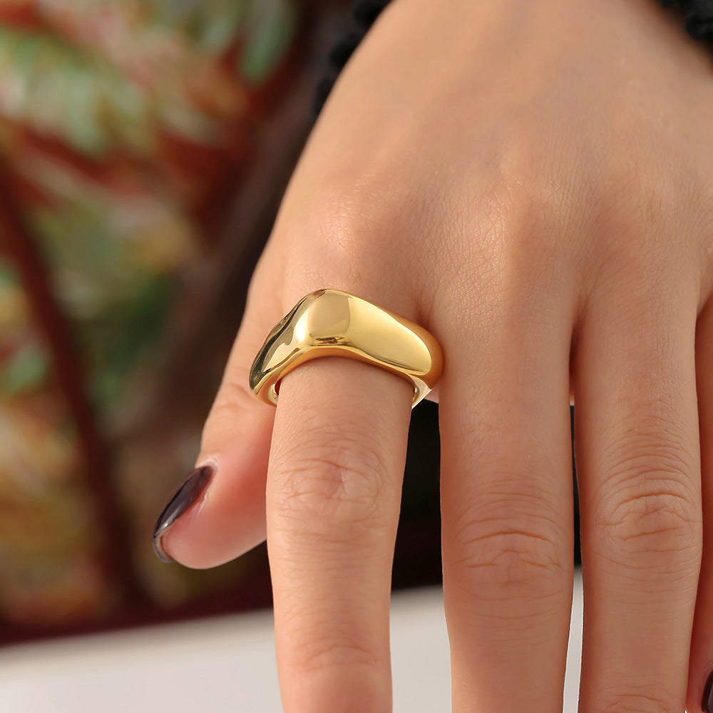 Damen Modischer Ring mit modernem, geschwungenem Design aus Edelstahl Shop Nory