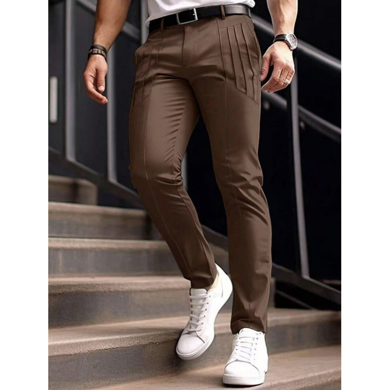 Herren stylische Slim-Fit Anzughose mit plissiertem Design