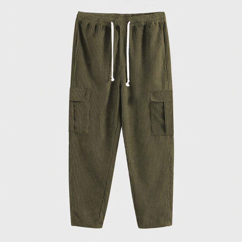 Herren nan Cord-Cargo-Jogginghose mit elastischem Bund, Kordelzug und aufgesetzten Klappentaschen Shop Nory