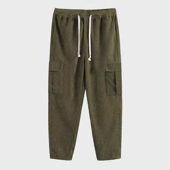 Herren nan Cord-Cargo-Jogginghose mit elastischem Bund, Kordelzug und aufgesetzten Klappentaschen Shop Nory