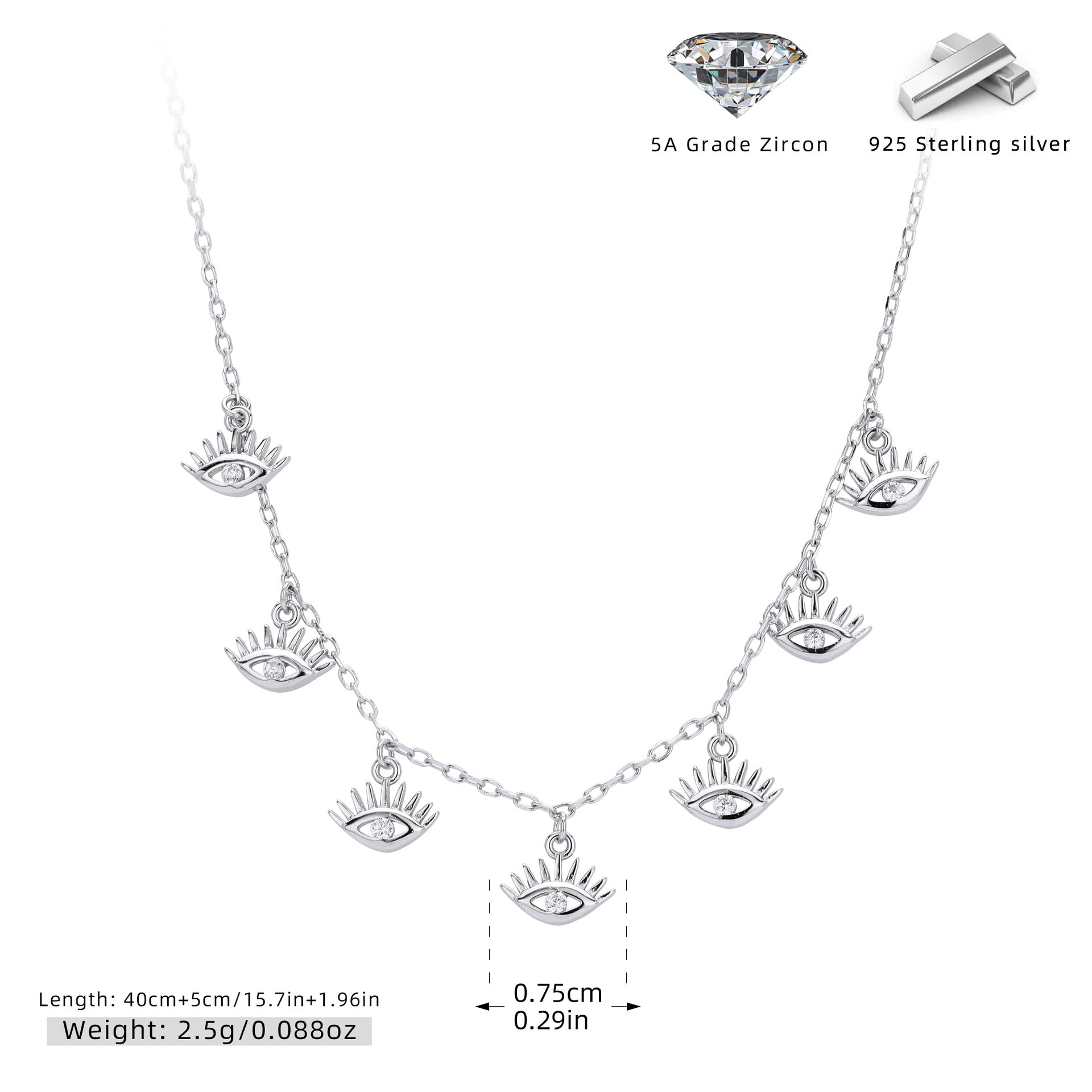 Damen Halskette mit schützendem Augenmotiv aus hochwertigem 925 Sterling Silber Shop Nory