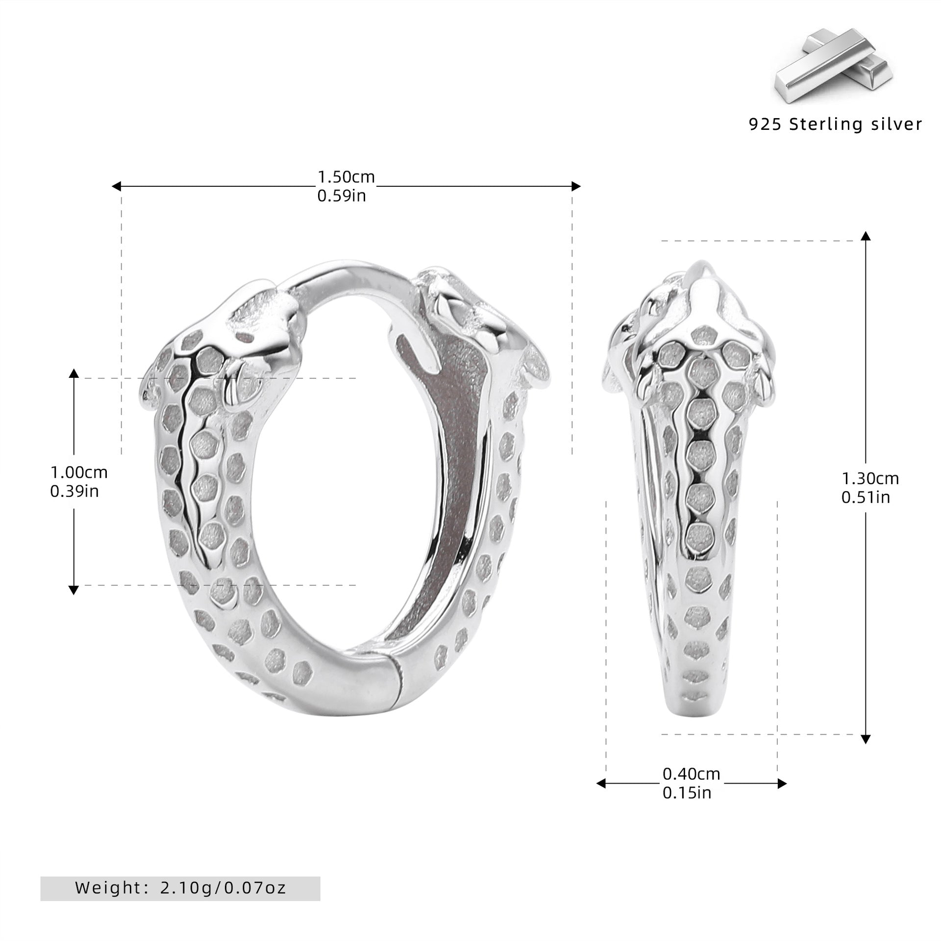 Damen Creolen im Schlangen-Design aus 925er Sterling Silber Shop Nory