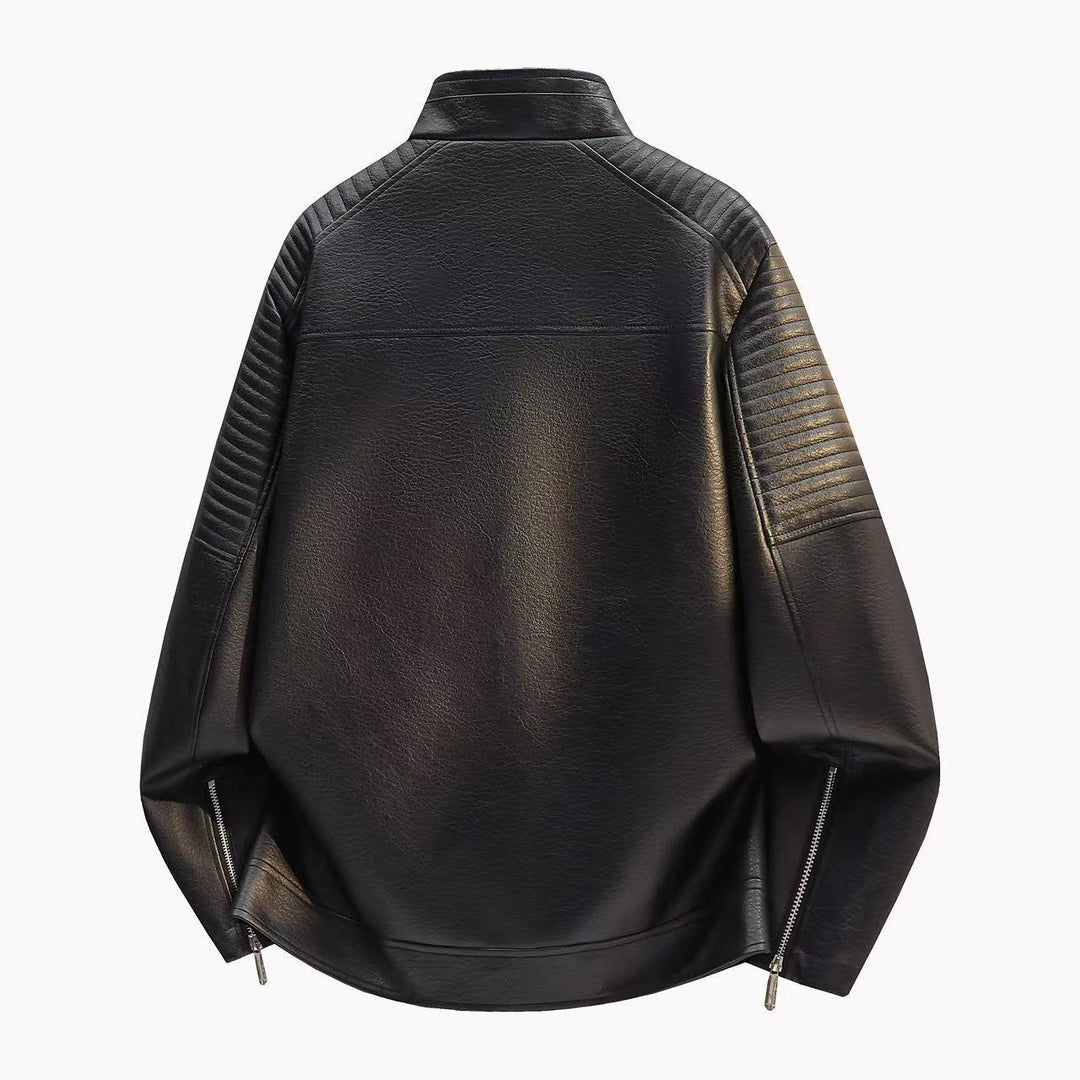 Herren Elegante Lederjacke mit Reißverschlüssen Shop Nory