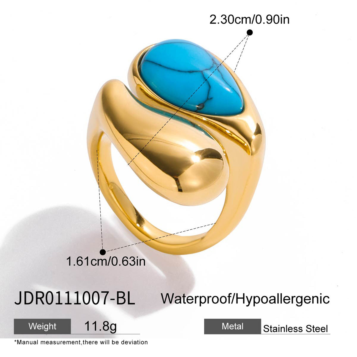 Damen Offenes Armband mit herzförmigem Türkisstein und hypoallergener Edelstahlverarbeitung Shop Nory