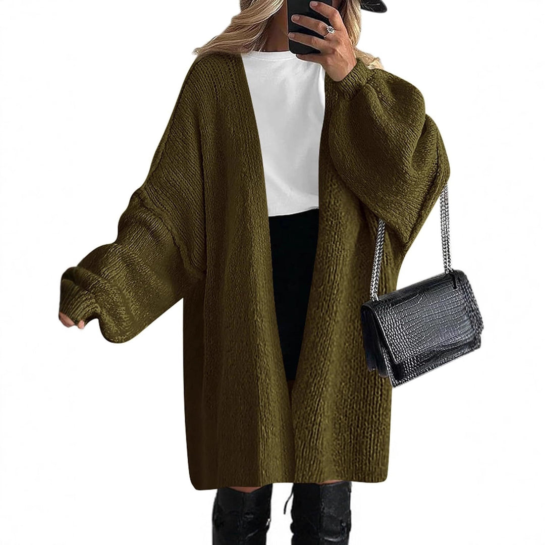 Damen Oversize Strickcardigan mit weiten Ballonärmeln und offener Front Shop Nory