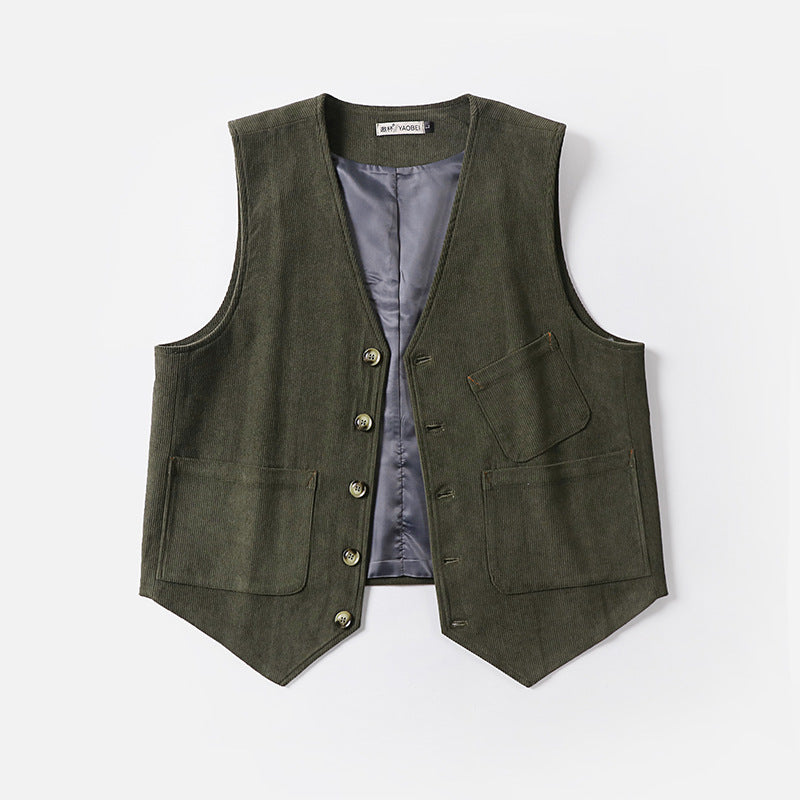 Herren Cordweste ohne Revers mit aufgesetzten Taschen und Futter Shop Nory