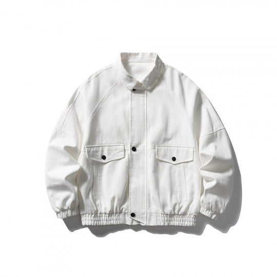 Unisex Kurz geschnittene Boxy-Jacke aus Denim mit Gummizugsaum und Pattentaschen Shop Nory