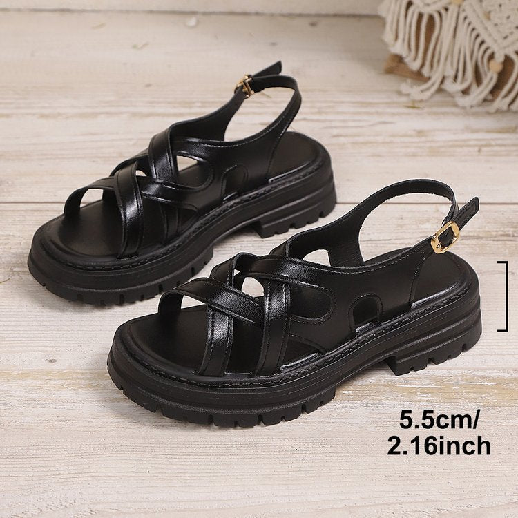 Damen komfortable Riemensandalen mit modischer Schnallenverzierung