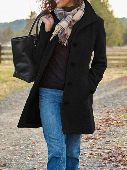Damen Kurzmantel aus Velourslederimitat mit Hemdkragen, Knopfleiste und seitlichen Eingrifftaschen Shop Nory