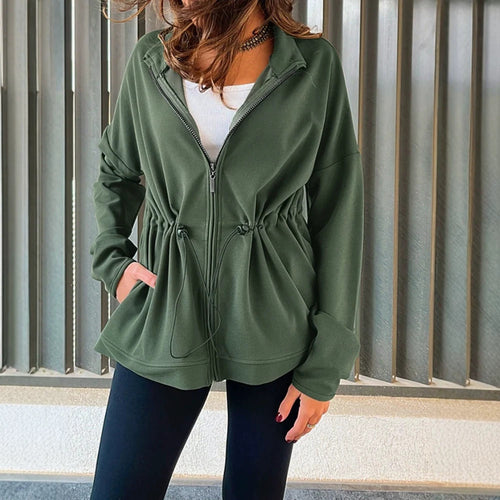 Damen Kapuzenjacke mit Taillen-Zugband, Reißverschluss und Eingrifftaschen Shop Nory