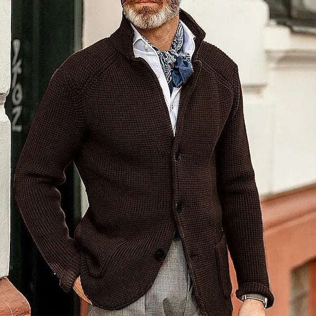 Herren Strickjacke mit Stehkragen und Strukturstrick Shop Nory
