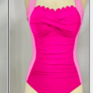 Damen Einteiler Schwimmanzug mit dekorativen Falten Shopnory