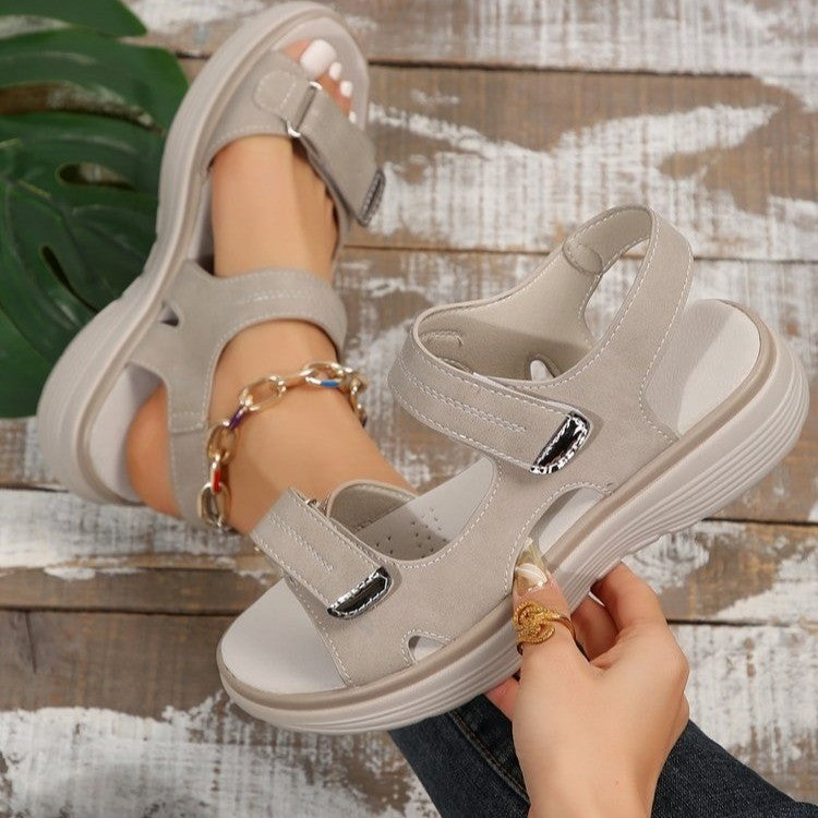 Damen Komfortsandalen mit verstellbaren Klettverschlüssen und ergonomischem Fußbett