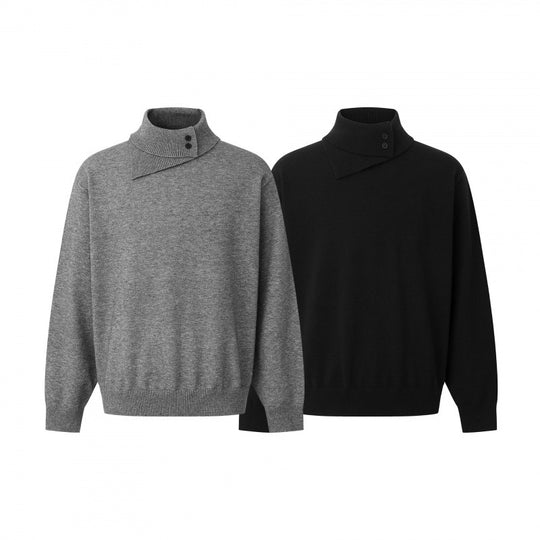 Unisex Boxy-Troyer mit asymmetrischem Schlauchkragen und Druckknopfleiste Shop Nory