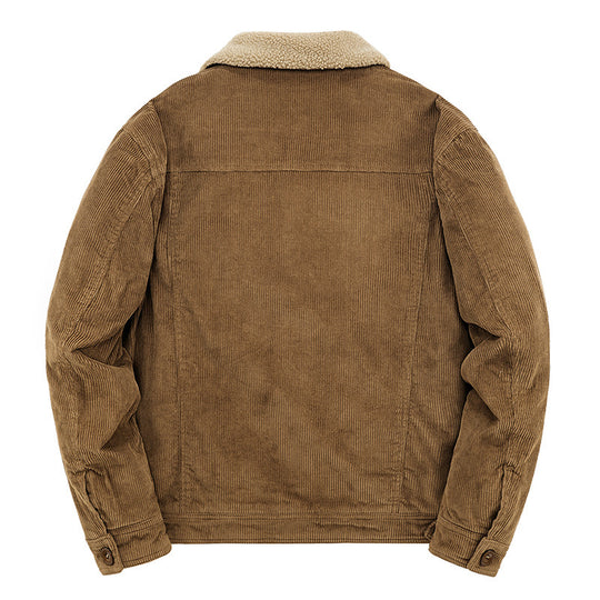 Herren Kord-Workerjacke mit durchgehendem Teddyfutter, Hemdkragen und Brusttasche Shop Nory