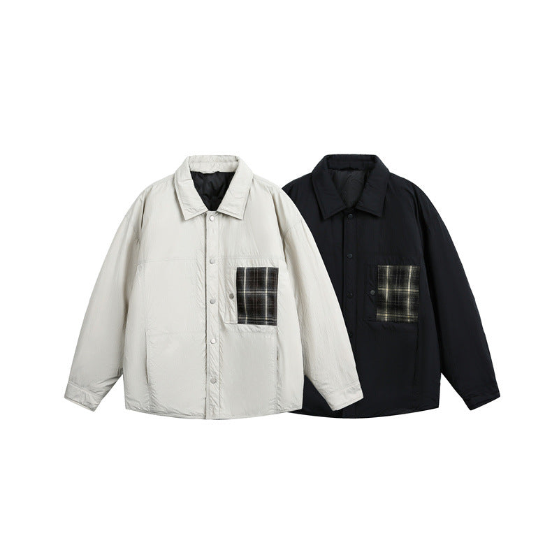 Herren Wattierte Hemdjacke mit Kontrast-Karotasche Shop Nory