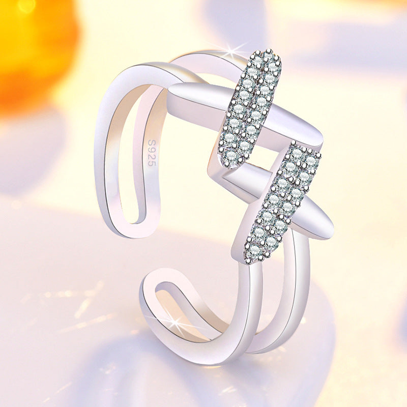 Damen Offener Ring mit funkelnden Zirkonia und kreativem Design Shop Nory