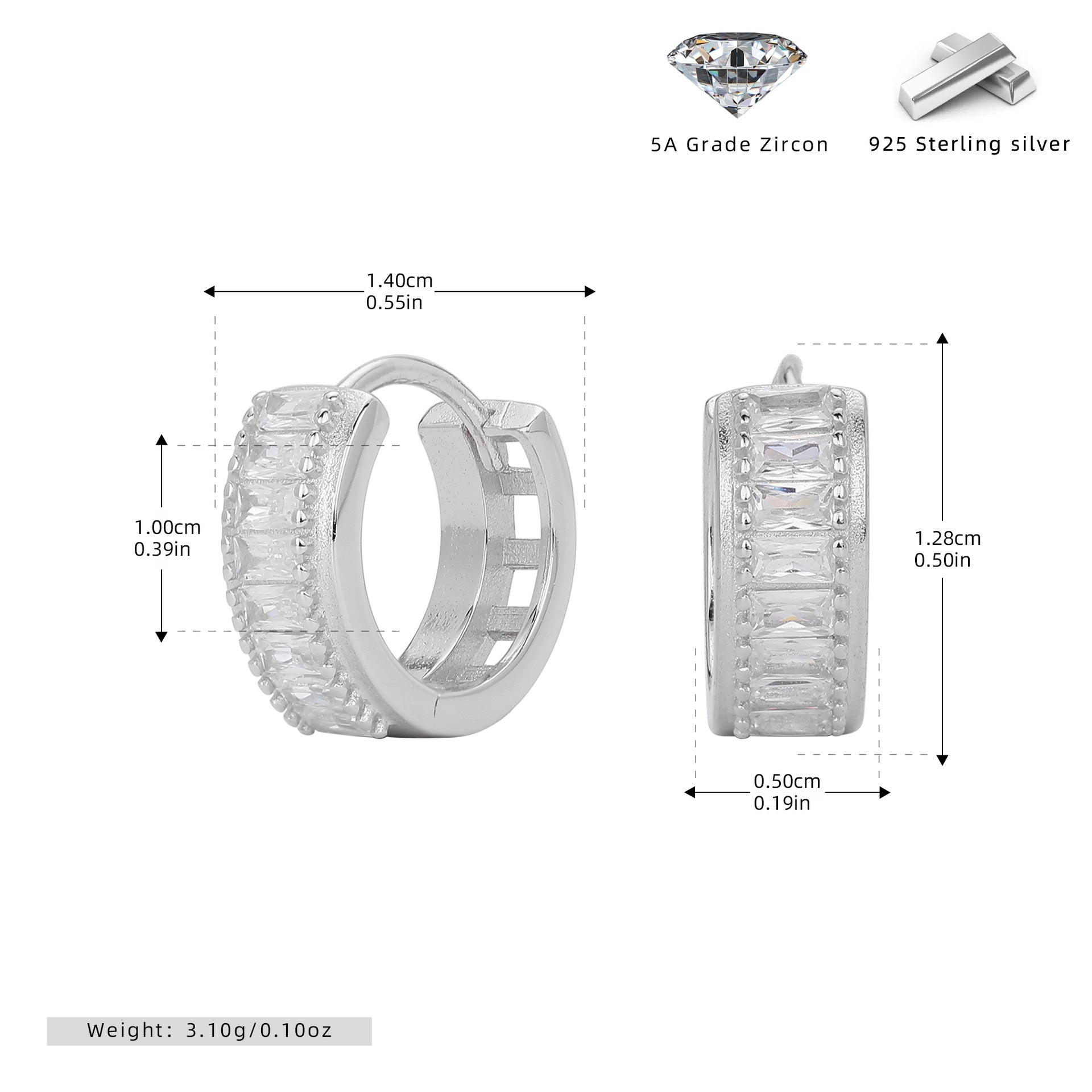 Damen Ohrstecker mit funkelndem Zirkonbesatz aus hochwertigem 925 Sterling Silber Shop Nory