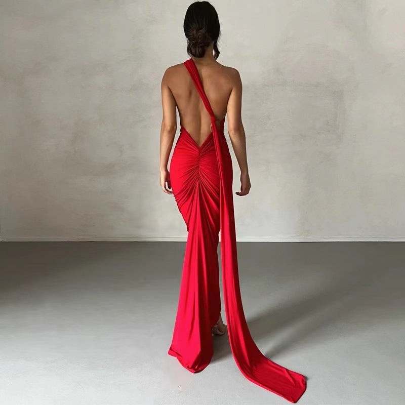 Damen Elegantes Wickelkleid mit asymmetrischem Saum und figurbetontem Schnitt