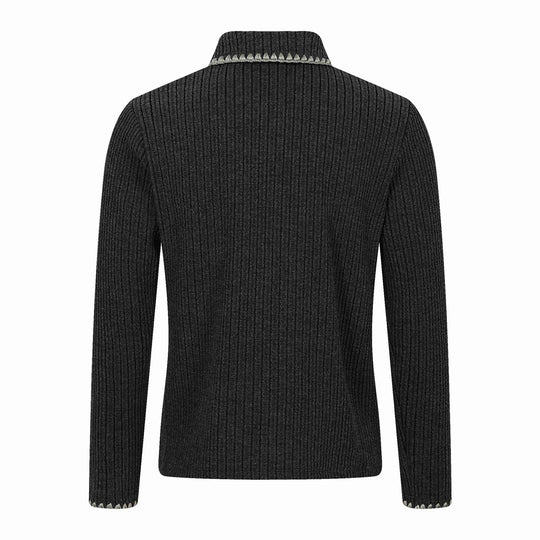 Herren Gerippter Polokragen-Pullover mit Ziernaht und Knopfleiste Shop Nory