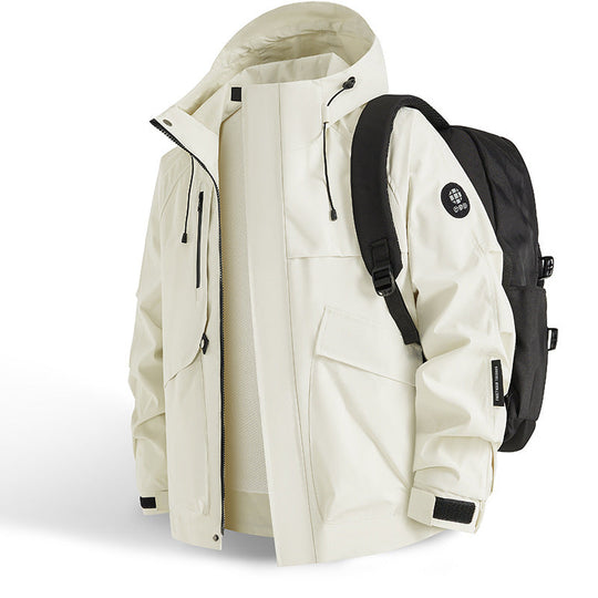 Herren technische Allwetterjacke mit praktischen Taschen und verstellbarem Kragen
