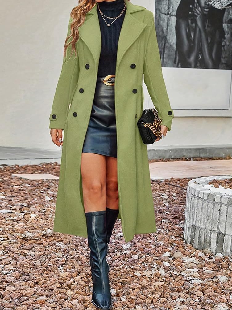 Damen Langer Doppelreihiger Wollmix-Mantel mit tailliertem Schnitt Shop Nory