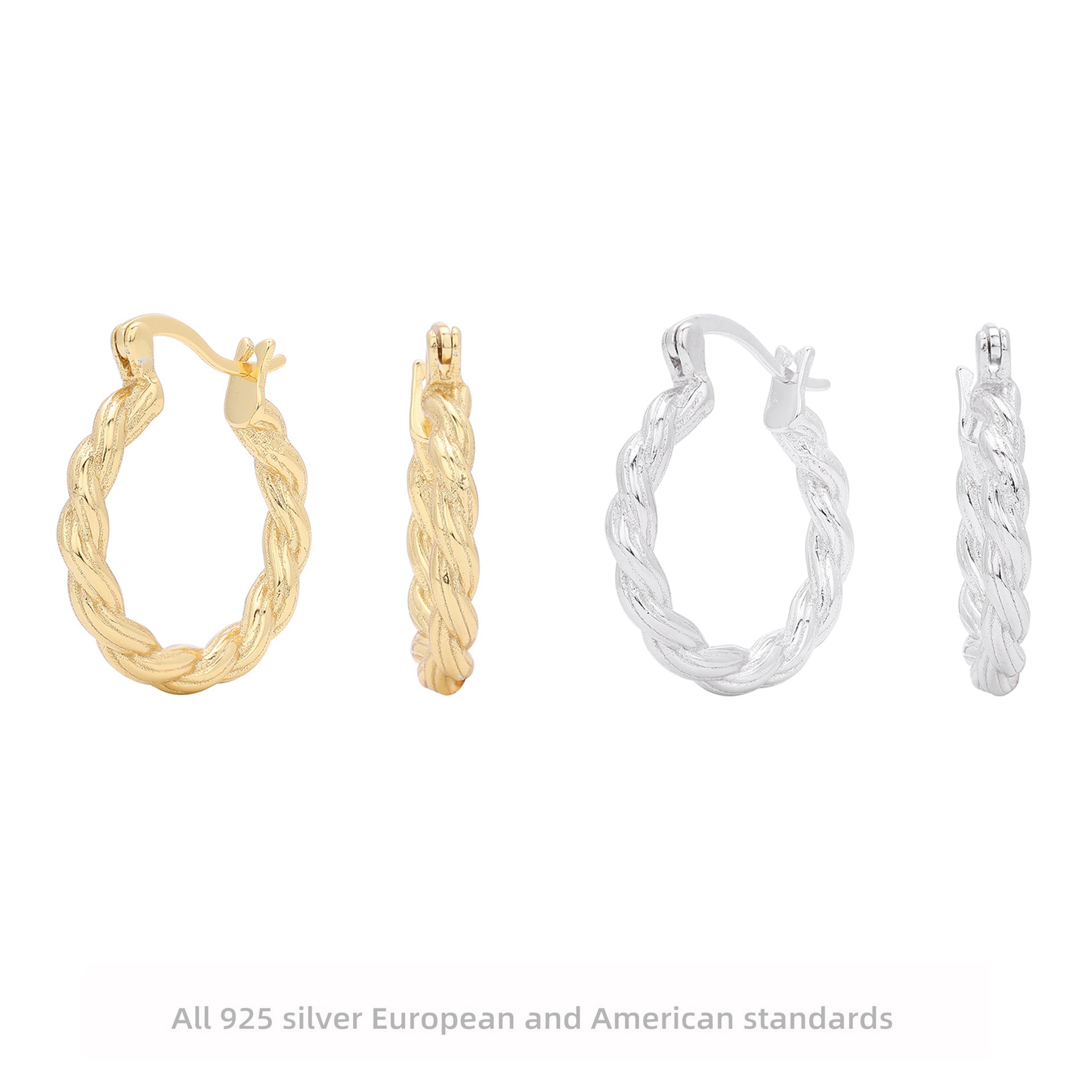 Damen Creolen mit elegantem geflochtenem Design aus 925 Sterling Silber Shop Nory