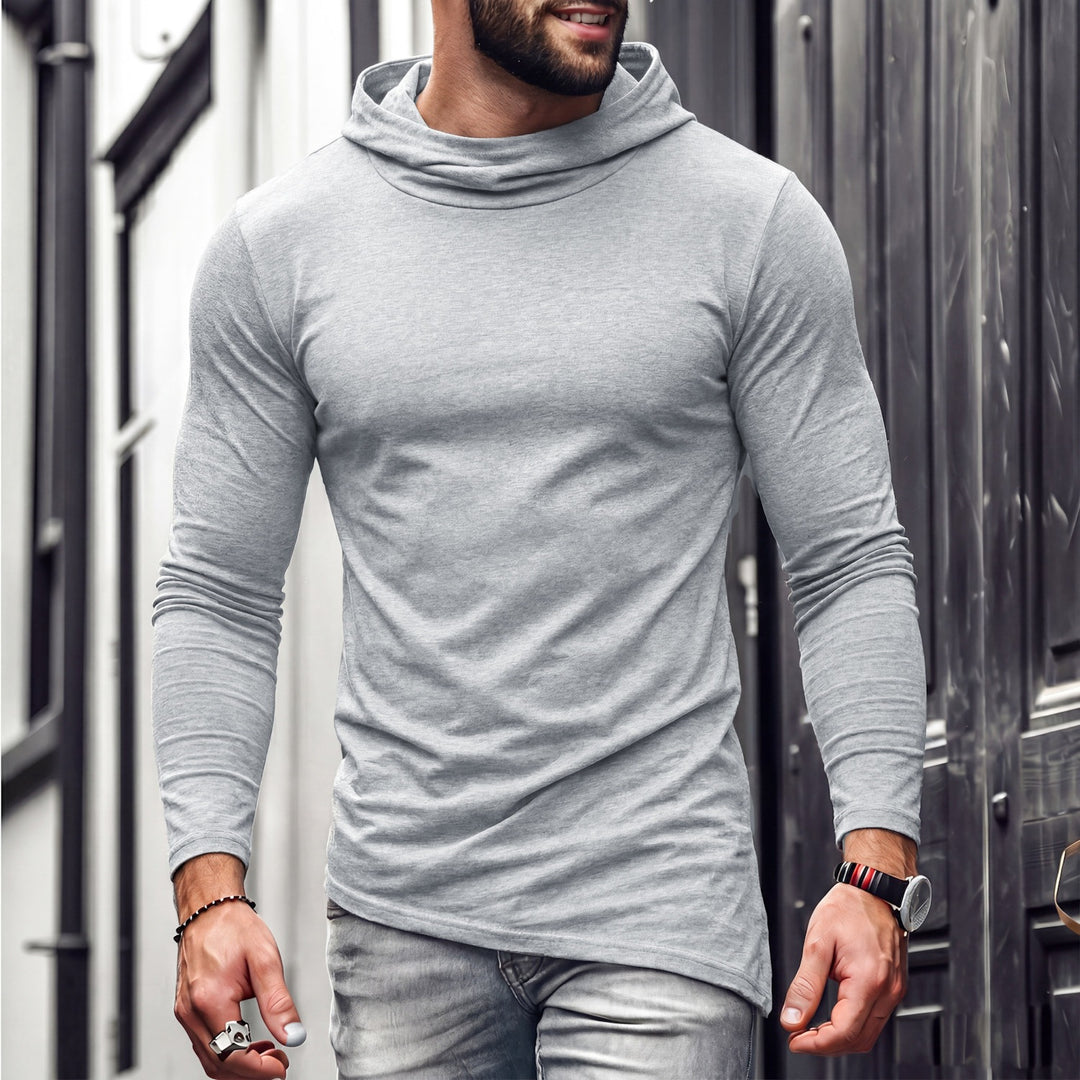 Herren Enganliegendes Langarmshirt mit hohem Schlauchkragen und asymmetrischem Saum Shop Nory