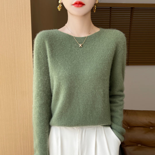 Damen Weicher Mohair‑Optik Rundhals‑Pullover mit feinem Rippsaum und leichter Oversize‑Passform Shop Nory