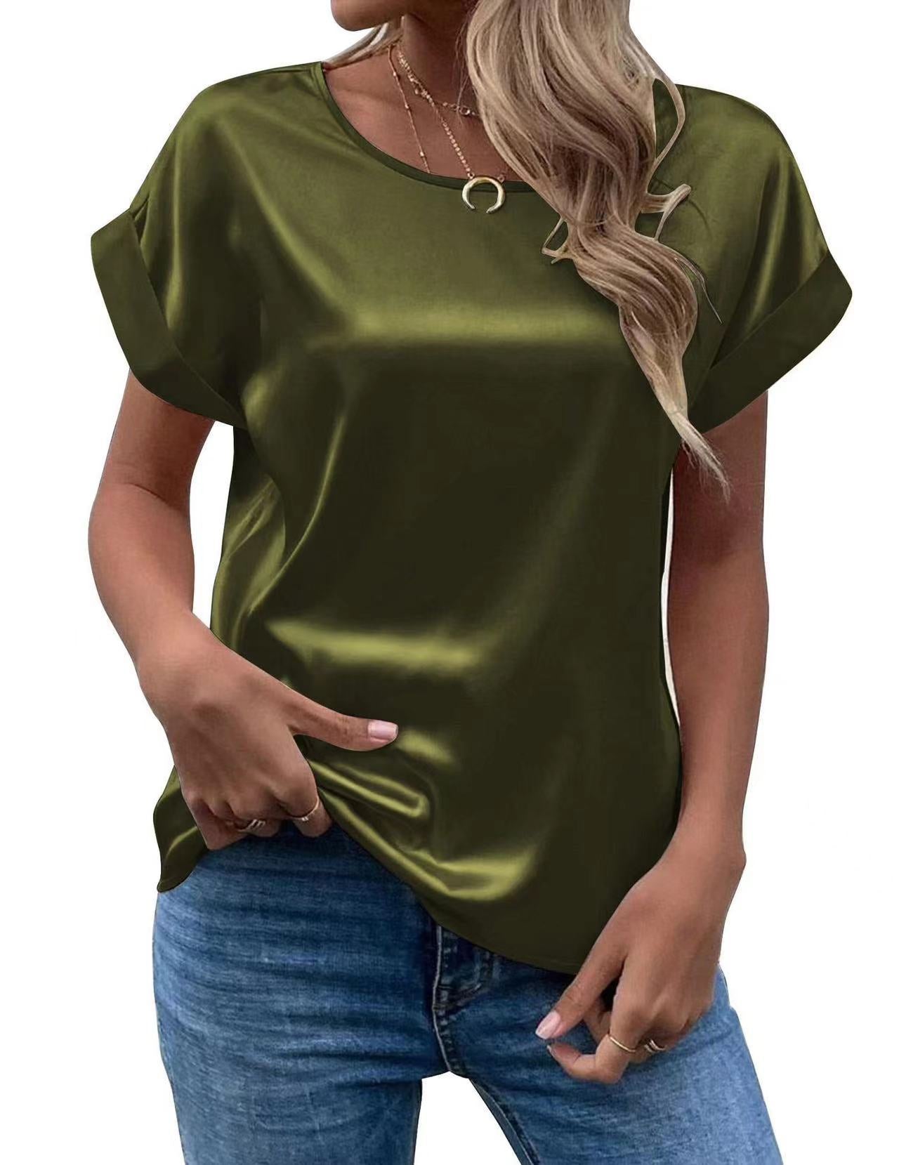 Damen Satin T-Shirt mit elegante Details