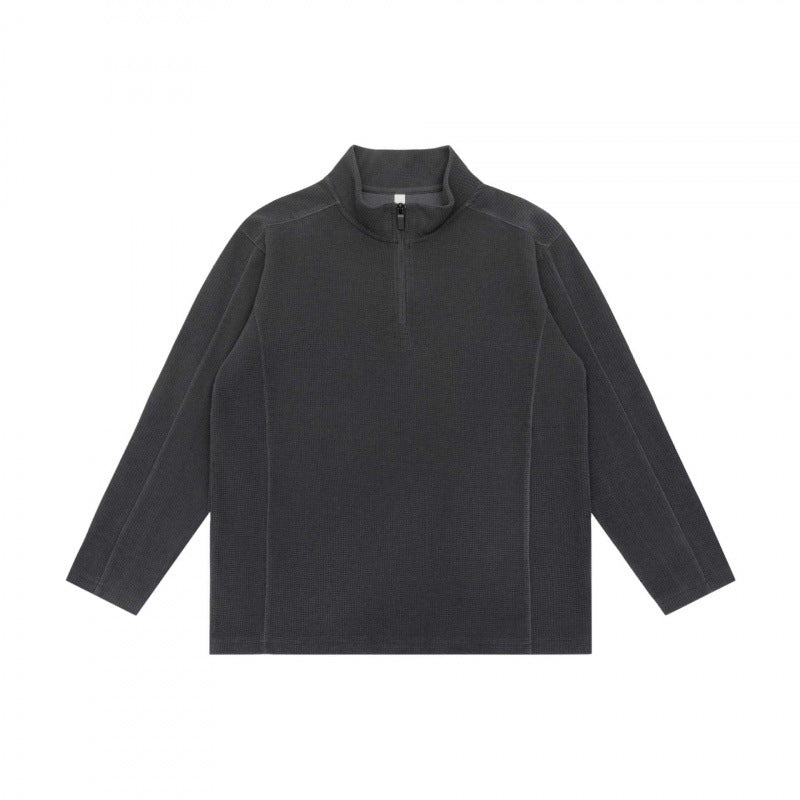Unisex Texturierter Half‑Zip‑Strickpullover im Boxy‑Schnitt mit Stehkragen Shop Nory