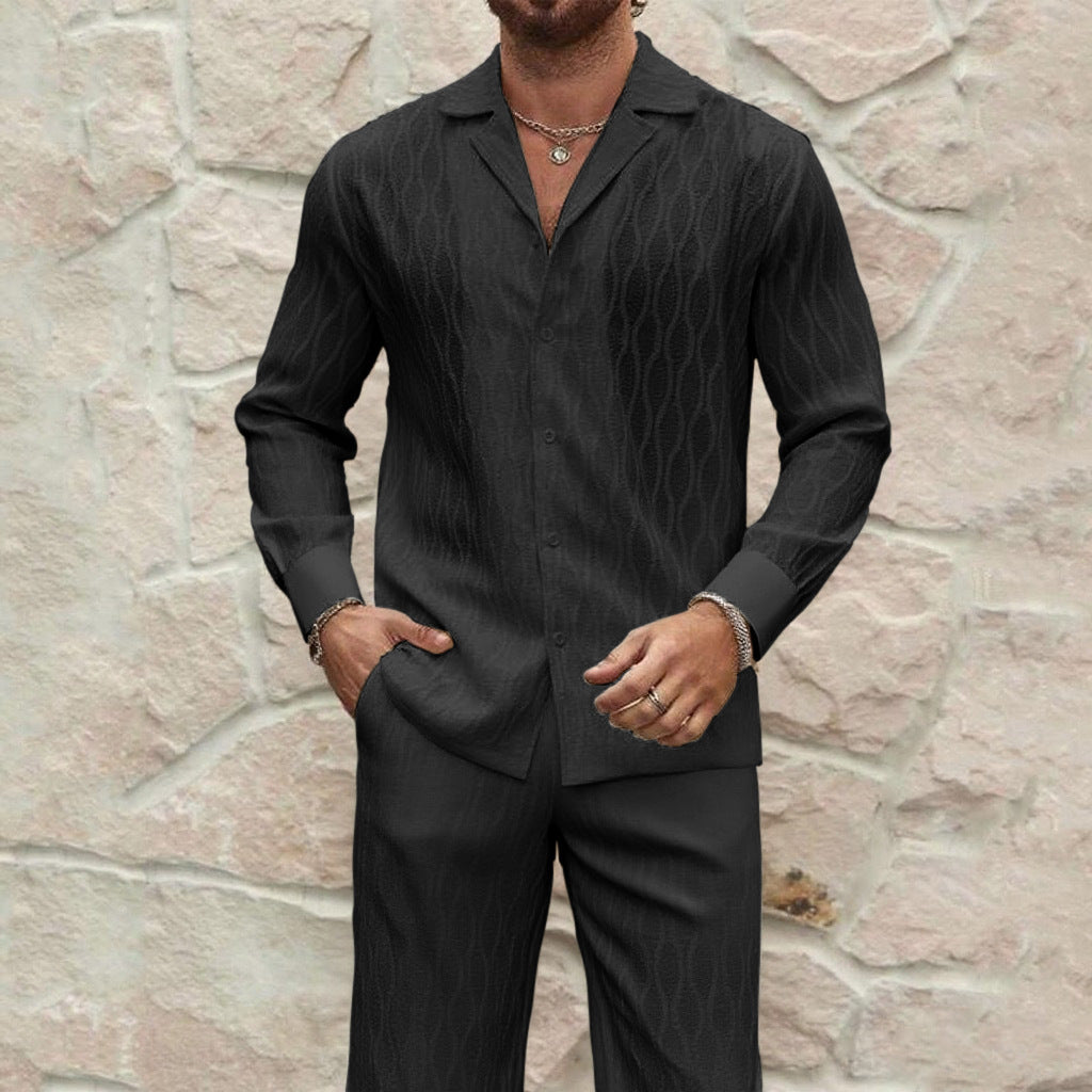 Herren eleganter Set mit feinem Strukturmuster und komfortablem Schnitt