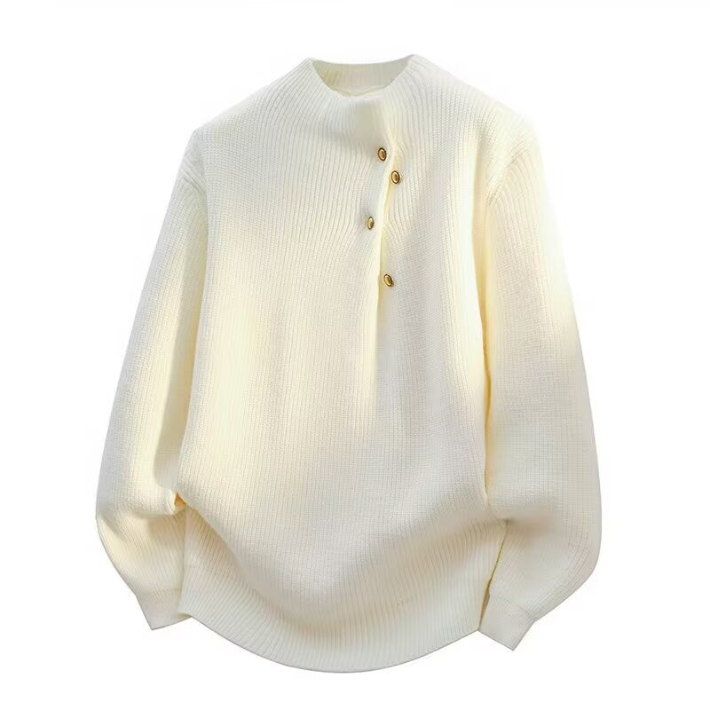 Damen Modischer Stehkragenpullover mit Knopfdetails Shop Nory