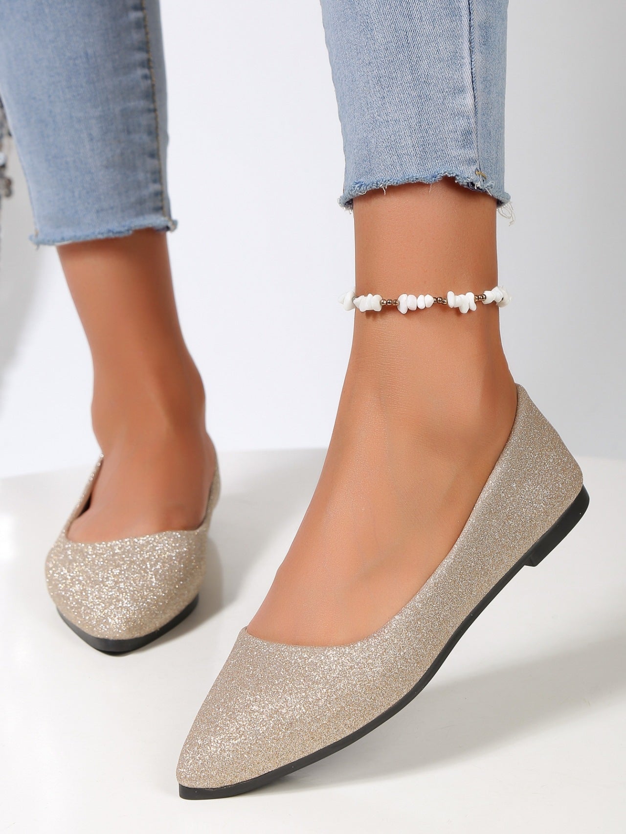 Damen Glitzernde Ballerinas mit elegantem Schnitt