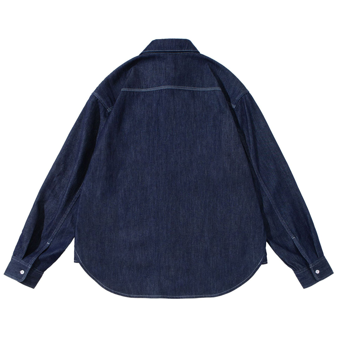 Unisex Oversize-Denim-Hemdjacke mit aufgesetzten Brusttaschen Shop Nory