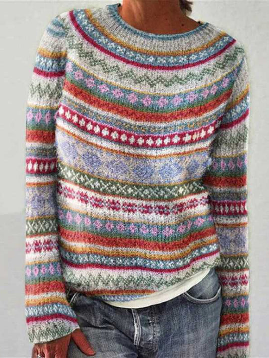 Damen nan Norwegerpullover aus Wollmix mit Rundhalsausschnitt und traditionellem Fair-Isle-Yoke Shop Nory