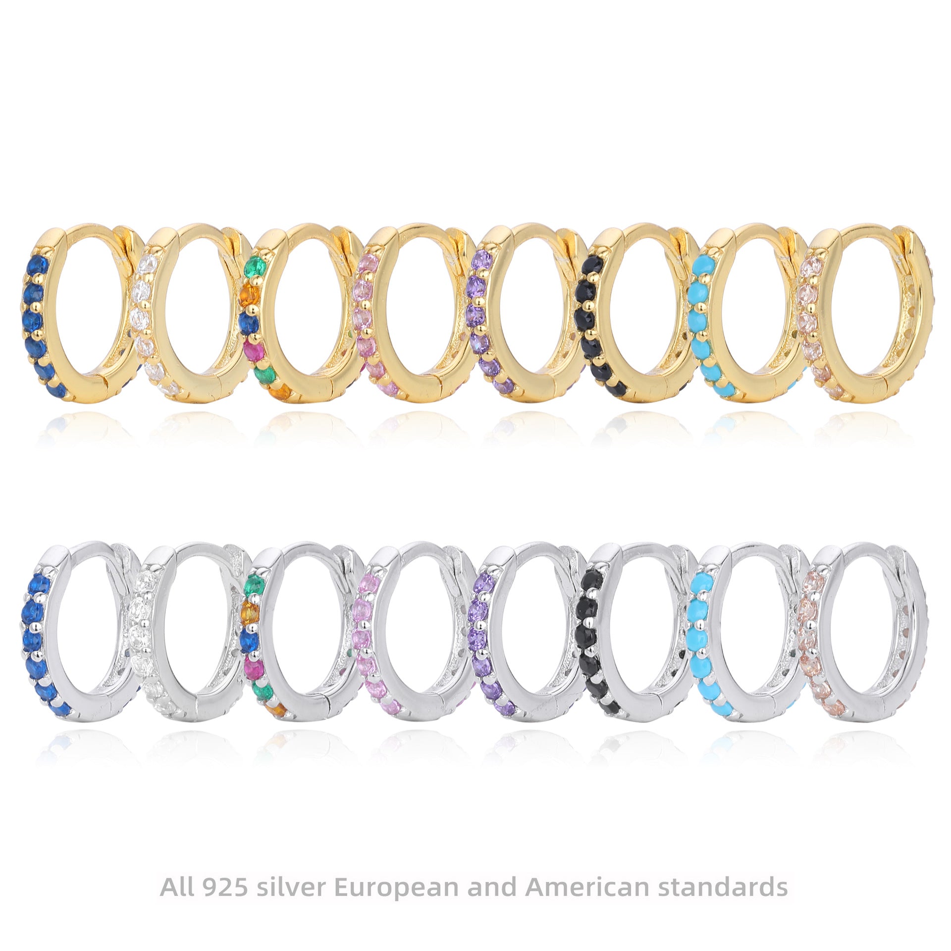 Damen Creolen mit funkelndem Zirkonbesatz aus 925 Sterling Silber Shop Nory