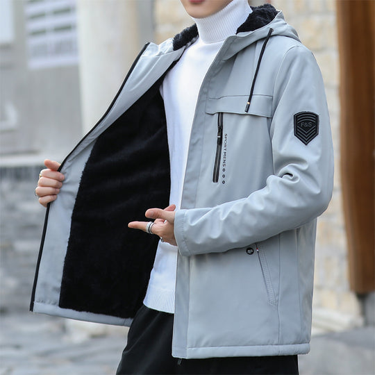 Herren Urbaner Softshell-Parka mit Teddyfleece-Innenfutter, verdecktem Reißverschluss und Brusttasche Shop Nory
