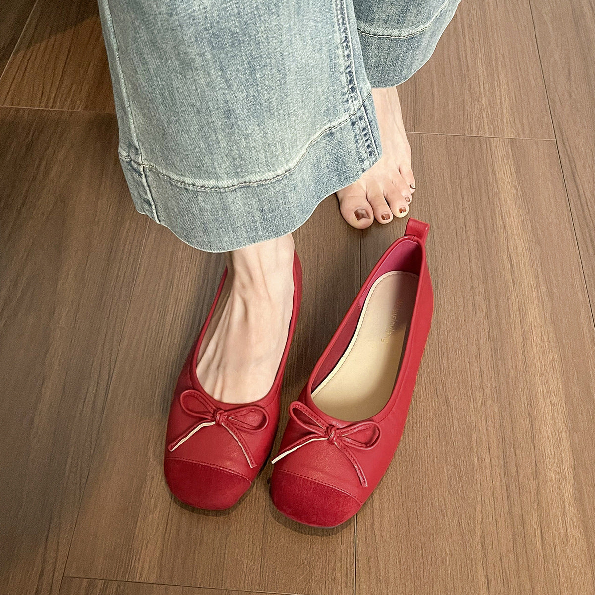 Damen Ballerinas mit elegantem Schleifenakzent aus hochwertigem Leder