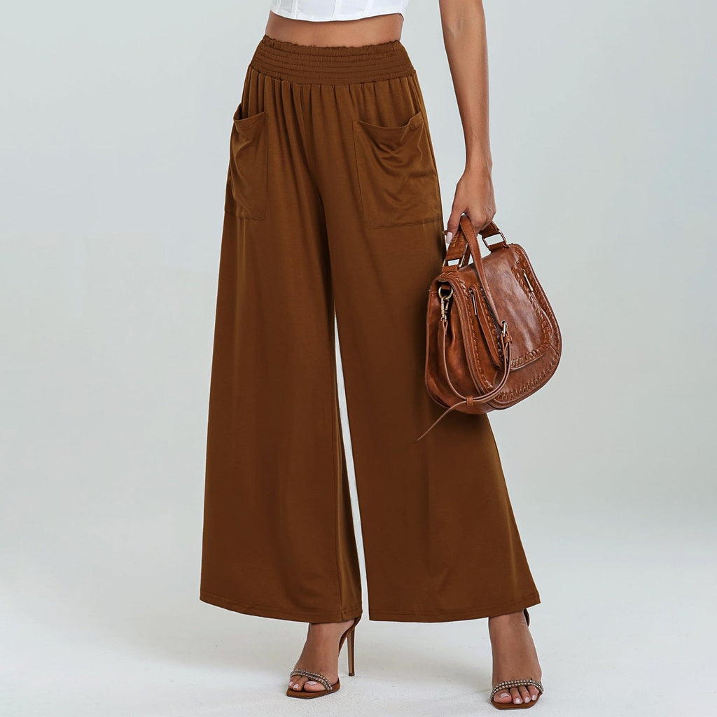 Damen Weit geschnittene Palazzo-Hose mit elastischem Bund und praktischen Taschen