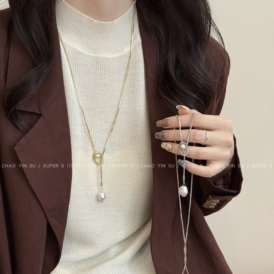 Damen Halskette mit elegantem Perlenanhänger und hochwertiger goldfarbener Kette Shop Nory