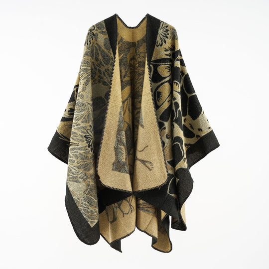 Damen Wollmix‑Jacquard‑Umhang mit offener Kimono‑Silhouette Shop Nory