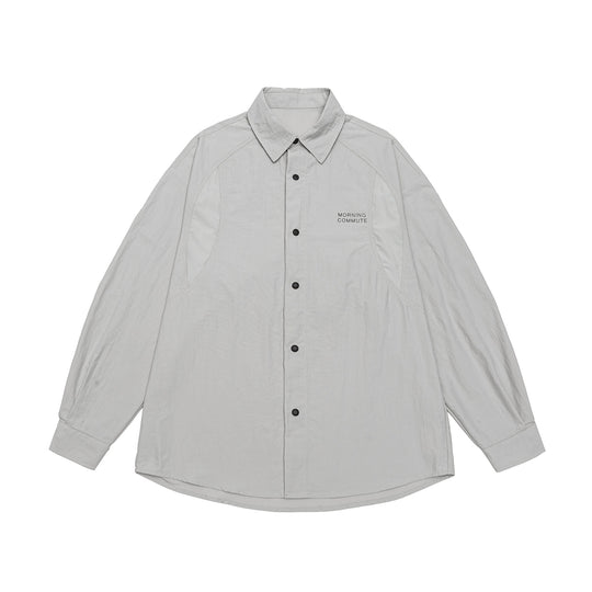 Unisex Leichtes Overshirt im Coach-Stil mit Hemdkragen und Brustprint Shop Nory