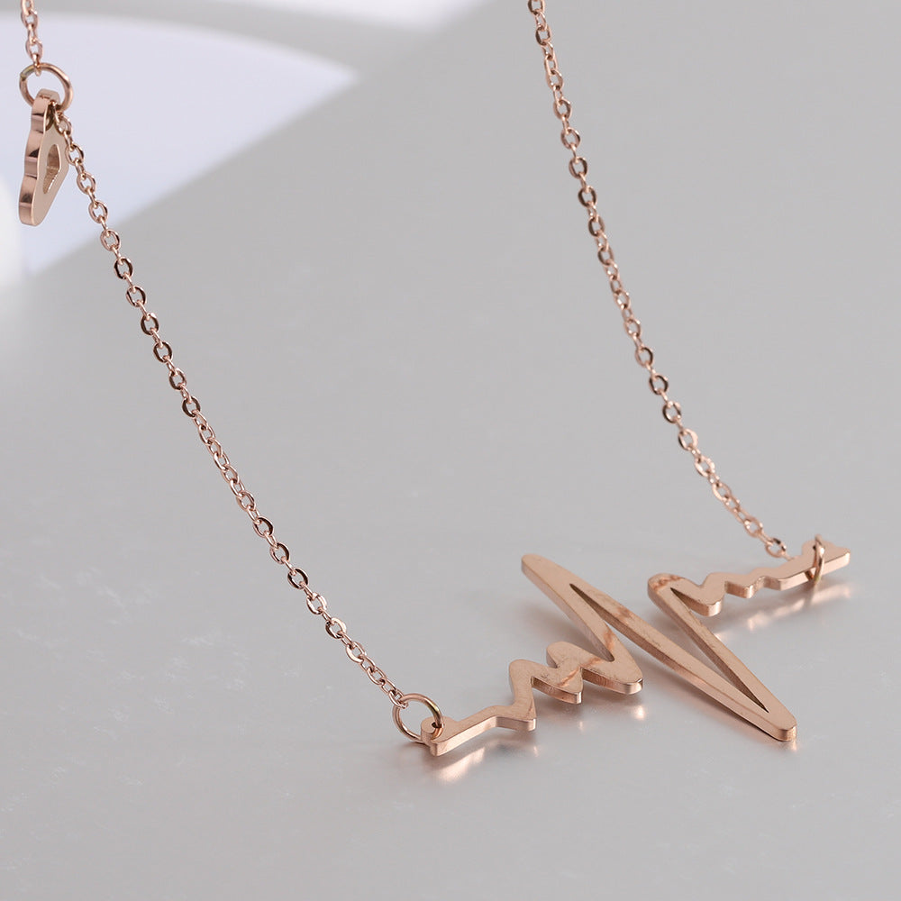 Damen Halskette mit EKG-Motiv aus edlem Metall Shop Nory