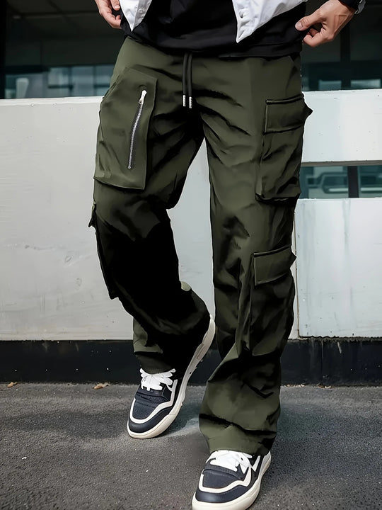 Herren weite Utility-Cargohose mit Tunnelzugbund, multifunktionalen Taschen & Reißverschlusstasche Shop Nory