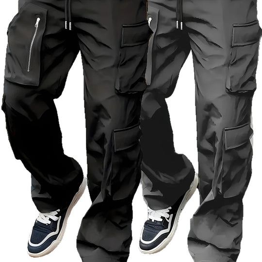 Herren weite Utility-Cargohose mit Tunnelzugbund, multifunktionalen Taschen & Reißverschlusstasche Shop Nory