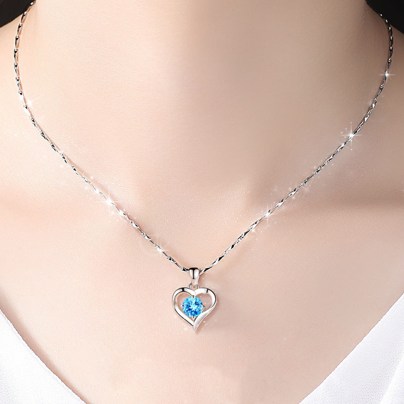 Damen Halskette mit herzförmigem Anhänger und funkelndem Kristall Shop Nory