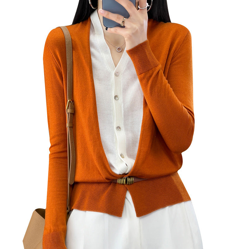 Damen Leichter Offener Feinstrick-Cardigan mit asymmetrischer Zipfelkante und taillierter Silhouette Shop Nory