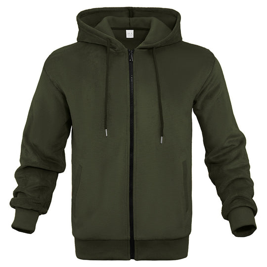 Herren Strukturiertes Kapuzen-Sweatshirt mit Vollzip, Seitentaschen und Rippbündchen Shop Nory
