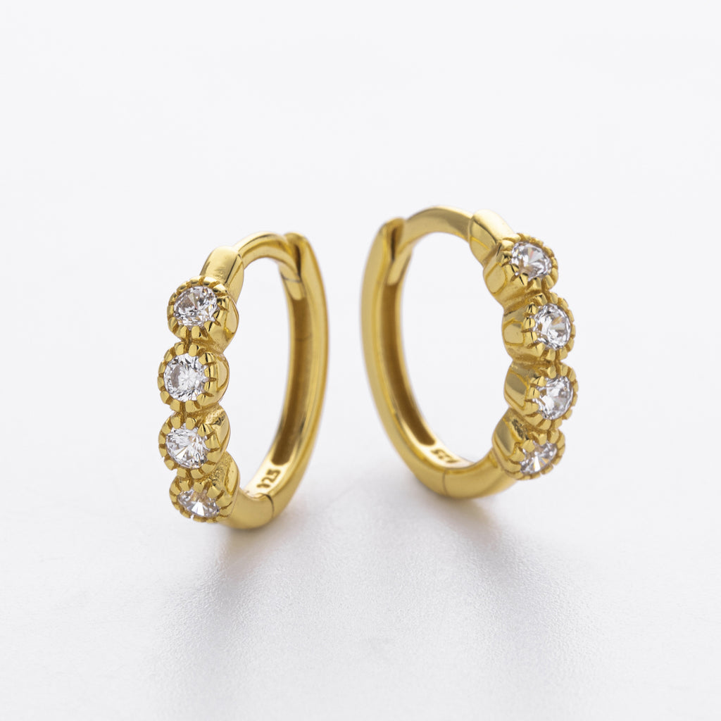Damen Creolen mit funkelnden Zirkonia aus 925 Sterling Silber Shop Nory